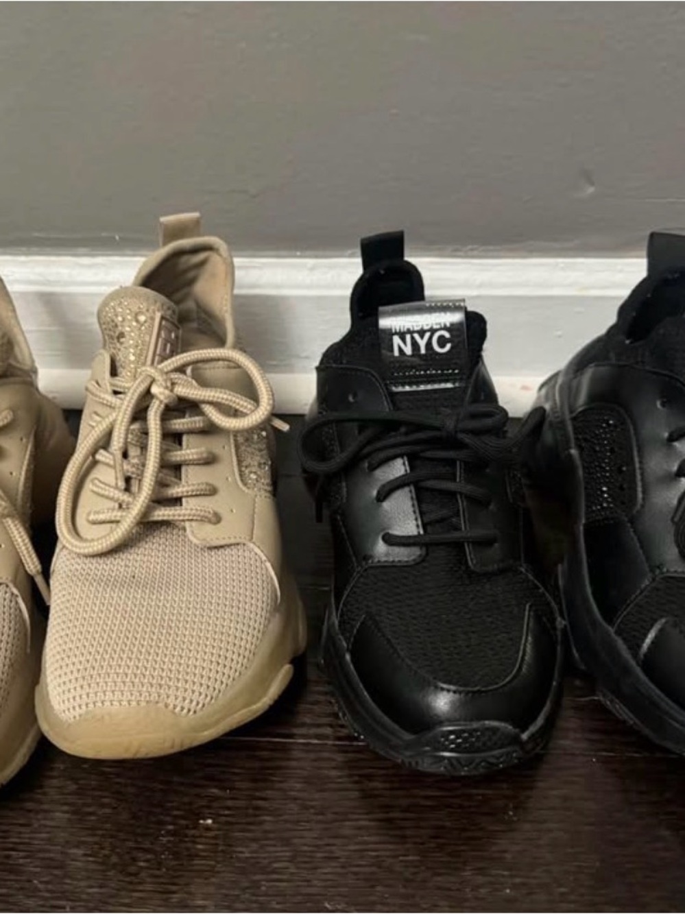 Black & Tan/Nude Madden NYC' Lace-Up Athletic Sneaker with Crystals